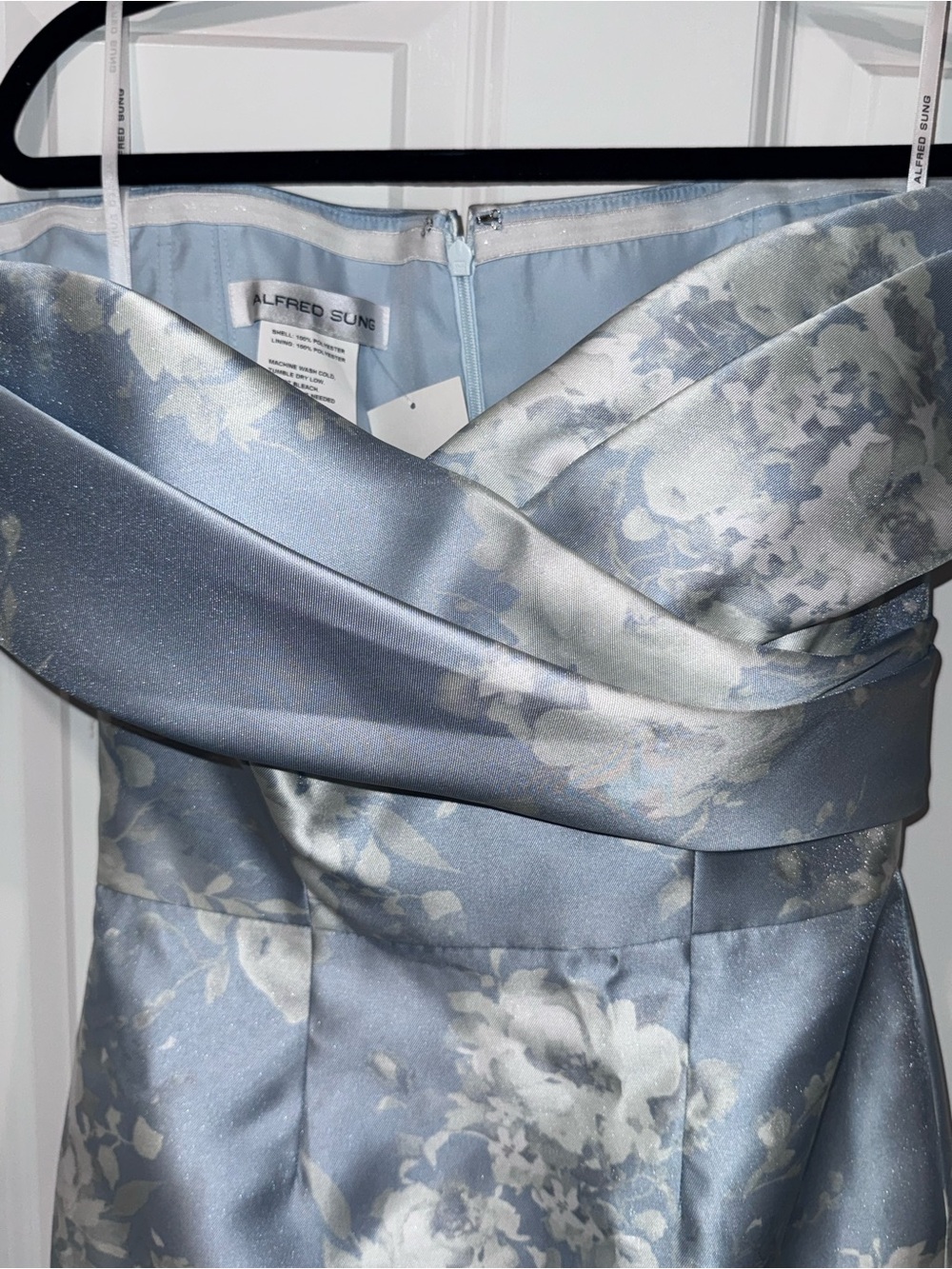 Alfred Sung/Dessy Constance Off-Shoulder Floral Jacquard Gown in Light Blue - Picture 6 of 11